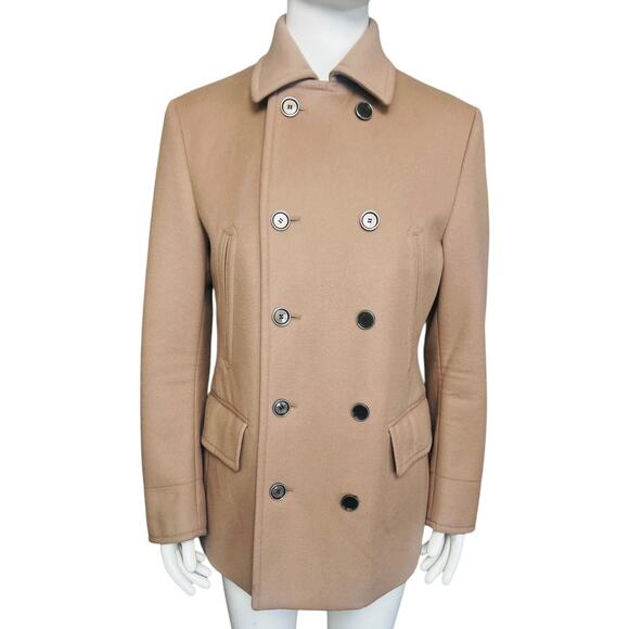 BOSS Hugo Boss Tailored T Cawel Wool Blend Coat Size US 40R Tan Pea Coat - Picture 2 of 14